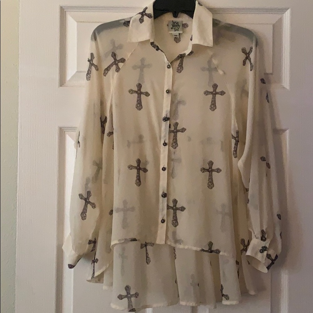 Ivy James cross blouse size XS